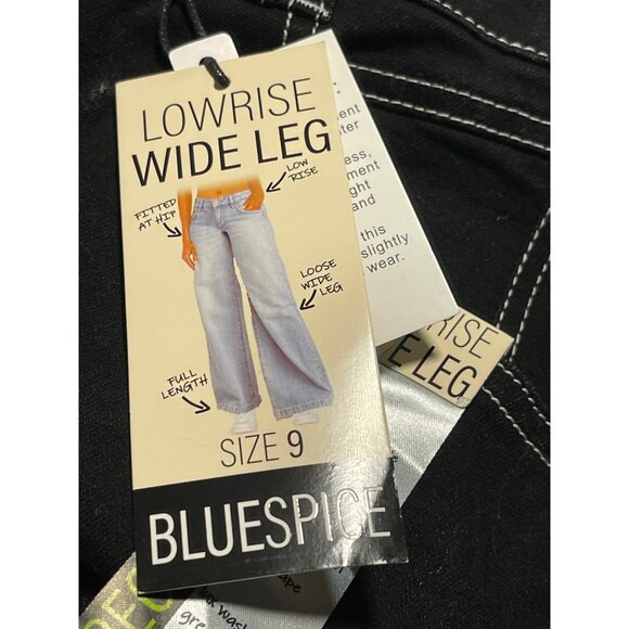 Blue Spice Low Rise Wide Leg Dad Jeans Womens JR Size 9 Black Sustainable Boho - Picture 11 of 12